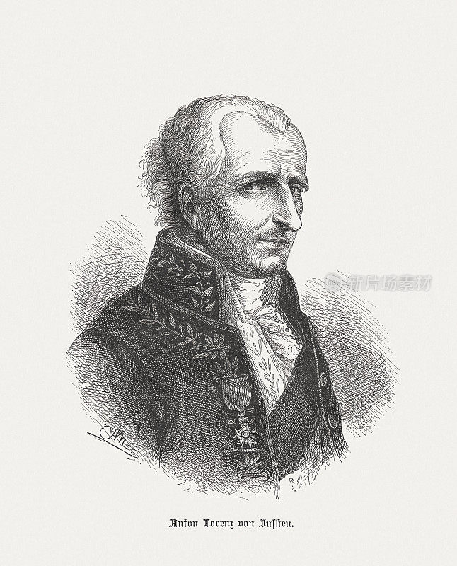 Antoine Laurent de Jussieu(1748-1836)，法国植物学家，木刻，1894年出版